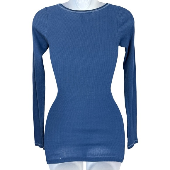 Y2K Abercrombie thermal v neck top small blue layering Bella Swan Elena TVD - Picture 4 of 10